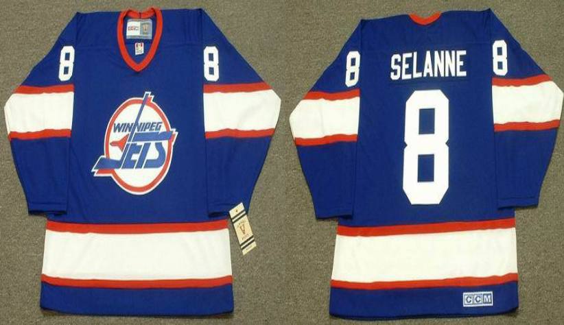 2019 Men Winnipeg Jets #8 Selanne blue CCM NHL jersey